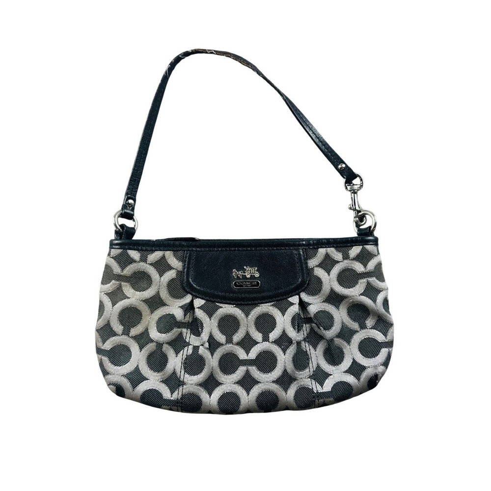 Coach Soho Pleated Shoulder Bag Wristlet Women Gray Signature C Jacquard Pouch